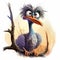 Crazy Emu: Cartoon Animated Bird Character Illustration