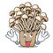 Crazy enoki mushroom mascot cartoon