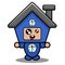 Crazy expression blue house mascot costume