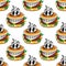 Crazy fast food cheeseburgers seamless pattern