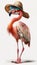 Crazy Funny Flamingo Summer Wearing Sunglasses and Hat, Isolated on White Background - Generative AI