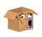 Crazy internet meme illustration of cardboard box