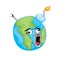 Crazy internet meme illustration of earth globe bomb