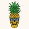 Crazy pineapple vintage colorful emblem