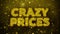 Crazy Prices Text on Golden Glitter Shine Particles Animation.