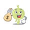 Crazy rich lymph node mascot design having money bags