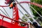 Crazy rollercoaster rides at amusement park