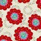 Crazy seamless hand drawn vector pattern. Bright summer colours, modern poppy flowers. Boho fashion style for print, batik, silk t