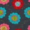 Crazy seamless hand drawn vector pattern. Bright summer colours, modern poppy flowers. Boho fashion style for prints, batik, silk
