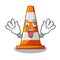 Crazy on traffic cone against mascot argaet