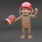 Crazy undead zombie monster is playing American football, 3d illustration