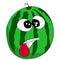 Crazy watermelon face. Funny watermelon. Vector drawing.