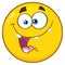 Crazy Yellow Cartoon Smiley Face Character With Expression.