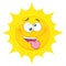 Crazy Yellow Sun Cartoon Emoji Face Character With Mad Expression And Protruding Tongue