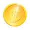 CRC Golden colon coin symbol on white background. Finance investment concept. Exchange Costa Rican currency Money