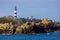 The Creach lighthouse and rocky coastline