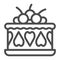 Cream cake with cherries line icon, Birthday cupcake concept, Cake with cherries on top sign on white background