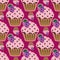 Cream cake pink seamless pattern
