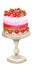 Cream cake on a stand decorated with strawberries. Watercolor holiday clipart