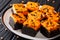 Cream Cheese Brownies for Halloween - a great dessert for a celebratory treat close-up on a plate. horizontal