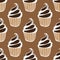 Cream choco cake brown dark seamless pattern