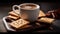 Cream crackers paired with a cup of coffee, harmonious blend of flavors for a delightful snack time
