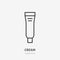 Cream flat line icon. Makeup beauty care sign, illustration of skin moisturizer in plastic tube. Thin linear logo for