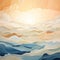 Cream Futurism Seascape Abstract: Abstract Background Drawing Of Seascape With Sun And Storm Clouds