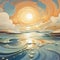 Cream Futurism Seascape Abstract Illustration