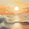 Cream Futurism Seascape Abstract Painting