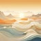 Cream Futurism Seascape Abstract: Watercolor Style Ocean And Waves Background