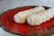 Cream Horn pastries with powdered sugar