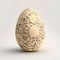 Cream ivory ornamented floral easter egg on a white background
