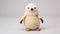 Cream Knit Penguin Toy With Brown Collar - Soft And Airy Composition