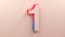 Cream Lights And Shadows 3D Elegant Corporate Number 1 With Red And Blue Gradient Color On The Side Stick To The Wall