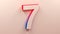 Cream Lights And Shadows 3D Elegant Corporate Number 7 With Red And Blue Gradient Color On The Side Stick To The Wall