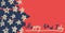 Cream and navy fourth of July graphic against hand drawn star pattern and red background
