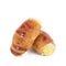 Cream pastries on white background