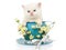 Cream point Ragdoll kitten in large blue cup