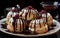 Cream puffs with chocolate. Generative AI