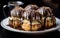 Cream puffs with chocolate. Generative AI