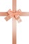 Cream-rose vertical cross ribbon with bow isolated