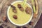 Cream Soup Potatoes Leek Culinary Stars Creamy Croutons Garnish Cooking Cuisine Vegetable Vegetarian Vegan Nutritional Meal