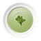 Cream Of Spinach Soup On White Plate On A White Background