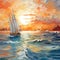 Cream Symbolism Seascape Abstract Oil Painting Art
