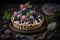 cream tart with fruit berry illustration Generative AI