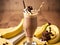 Creamy Chocolate Banana Bliss: Banana chocolate Milkshake With whipped Cream ,Melted Chocolate Syrup And Banana. Ai Generated