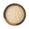 Creamy cocada, traditional brazilian coconut candy with grated coconut isolated over white background