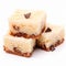 Creamy Coconut Cheesecake Bars With Chocolate Chips - Macro Photography