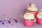 Creamy Cupcakes Dessert with Burning Sparkles